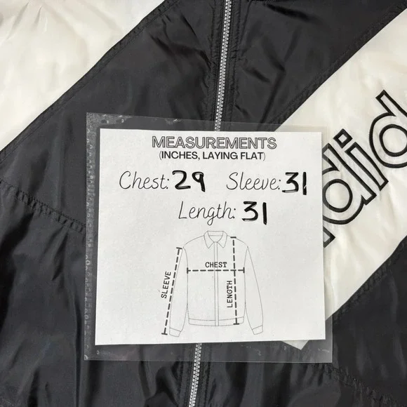 VNTG 90s Adidas Jacket Men XXL Black & White Striped Bold "adidas" Color Block - Picture 9 of 12
